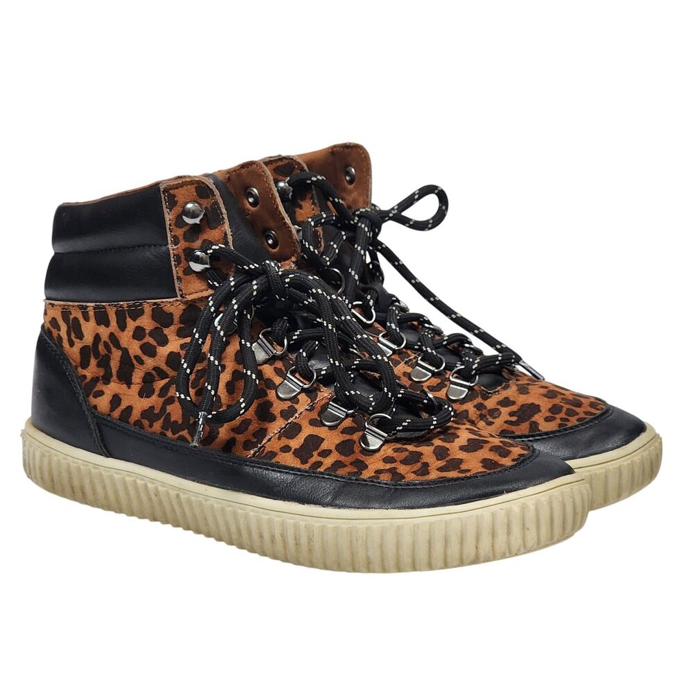 Leopard Cheetah Print Size 5 High Top Sneakers Shoes